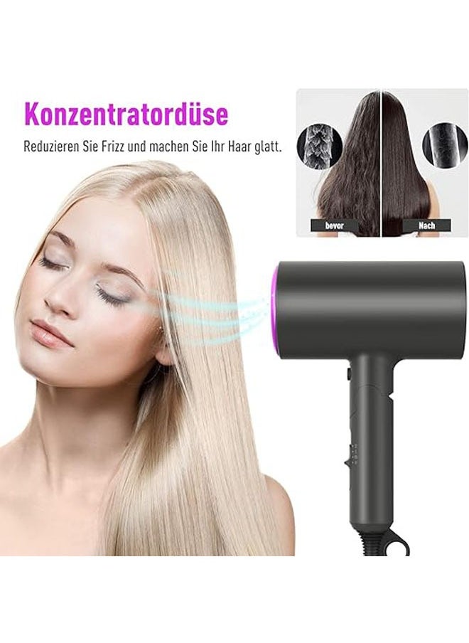 General - Hair dryer with ion care technology, with diffuser and styling nozzle, three temperatures and wind speeds, small and quiet, perfect for travel and family - Image 1
