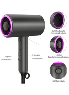 General Hair dryer with ion care technology, with diffuser and styling nozzle, three temperatures and wind speeds, small and quiet, perfect for travel and family  - Image 3