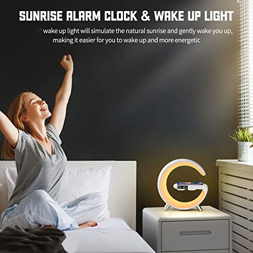 LENGLASS Smart Wireless Charging Alarm Clock with Bluetooth Speaker App Controlled Bedside Lamp Table Light and Night Light Bedroom Home Decor Gift for Girls Boys and Family for Birthday Christmas White - Image 3