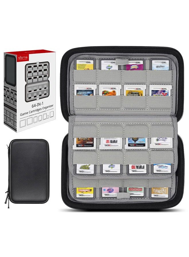 Sisma 64 Game Card Holder Storage Case for 3DS 2DS DS Game Cartridges - Black - Image 1
