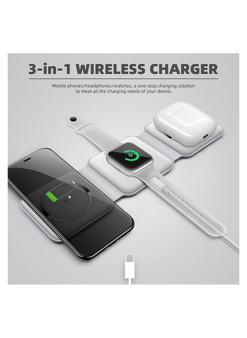 ARNO Foldable Ultra-Thin Mobile Phone Watch Stand Charger 15W Fast QI Magnetic 3 in 1 Wireless  - Image 2
