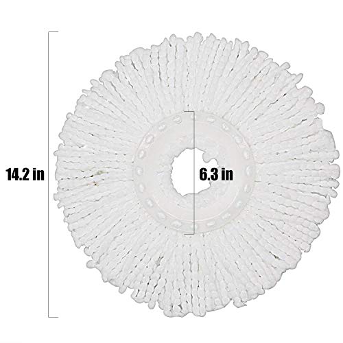 Naivete Microfiber Heads Refills for Universal Spin Mop, Standard for Hurricane, Mopnado Round Shape Spin Mop Handle, 360 Degree (White, 6, Outer Plastic Frame is 6.2 Inches in Diameter) - Image 4