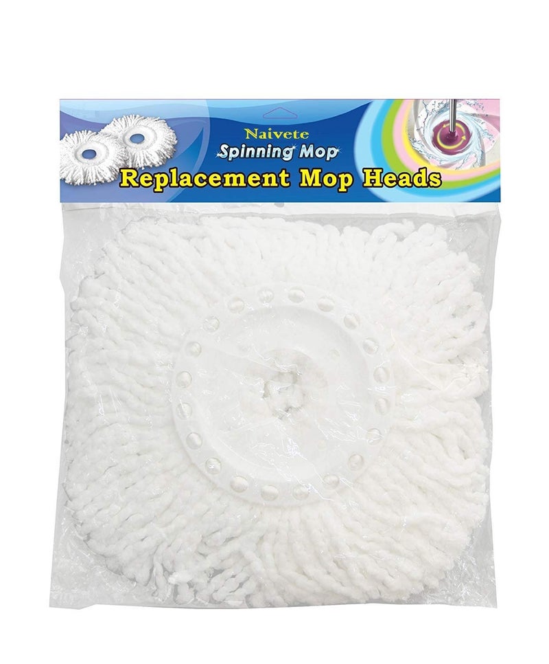 Naivete Microfiber Heads Refills for Universal Spin Mop, Standard for Hurricane, Mopnado Round Shape Spin Mop Handle, 360 Degree (White, 6, Outer Plastic Frame is 6.2 Inches in Diameter) - Image 1