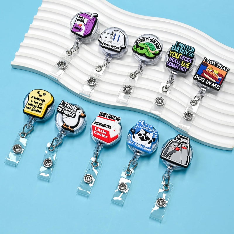 YEALQUE 30 Pack Funny Badge Reel Holder Retractable Fun ID Badge Reels for Coworker Office Worker Gifts - Image 2
