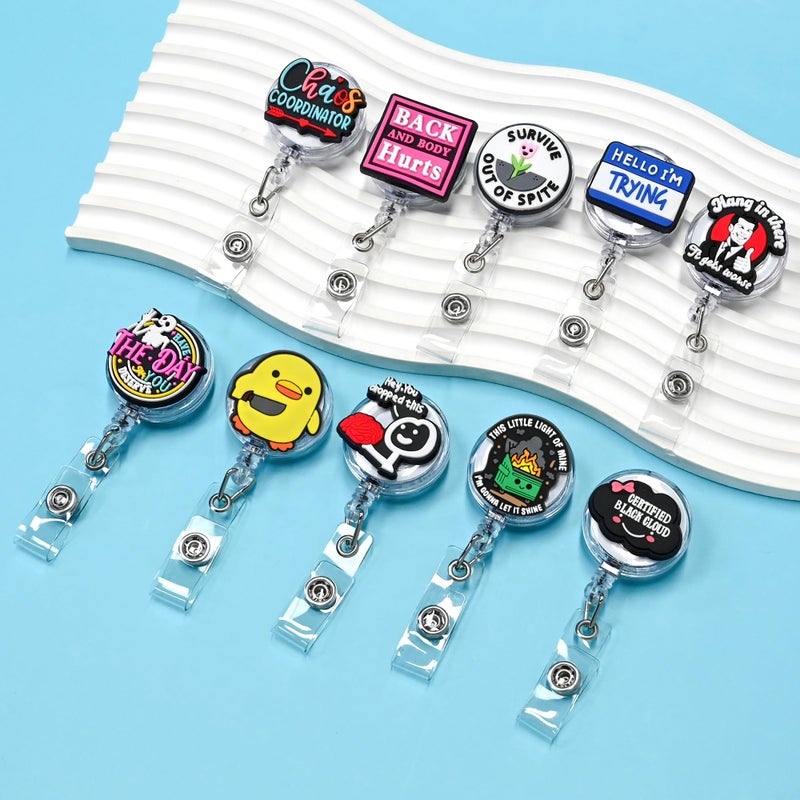 YEALQUE 30 Pack Funny Badge Reel Holder Retractable Fun ID Badge Reels for Coworker Office Worker Gifts - Image 3