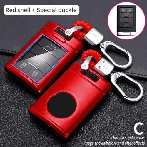 TEAMWILL Car Remote Key Fob Case Cover Keychain for Cadillac Models (Red) - Image 5