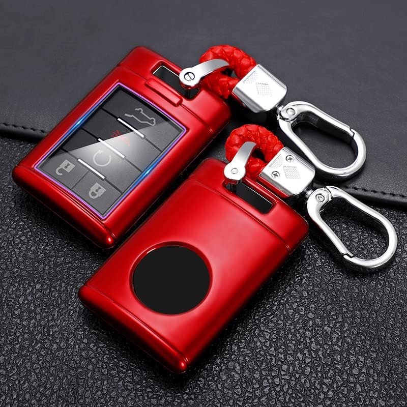 TEAMWILL Car Remote Key Fob Case Cover Keychain for Cadillac Models (Red) - Image 2