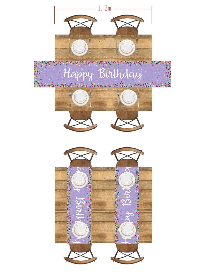 Letjolt Happy Birthday Table Runner 72 Inches Birthday Centerpieces for Tables Birth Day Party Sign Polka Dots Table Decoration, Light Purple - Image 5