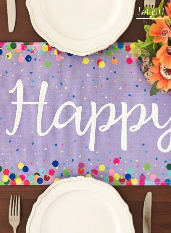 Letjolt Happy Birthday Table Runner 72 Inches Birthday Centerpieces for Tables Birth Day Party Sign Polka Dots Table Decoration, Light Purple - Image 2