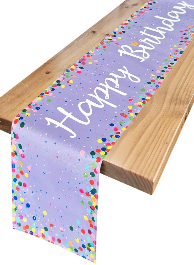 Letjolt Happy Birthday Table Runner 72 Inches Birthday Centerpieces for Tables Birth Day Party Sign Polka Dots Table Decoration, Light Purple - Image 1