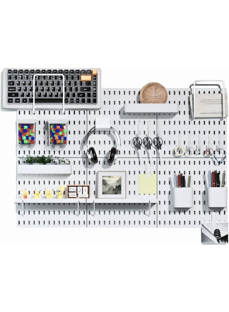 6 Pcs White Pegboard Wall Organizer Kit Wall Shelf Storage Display Rack Modular Hanging for Wall Organizer Hanging Pegboard DIY Decoration for Home & Office Wall Organizer for Home Office - Image 1