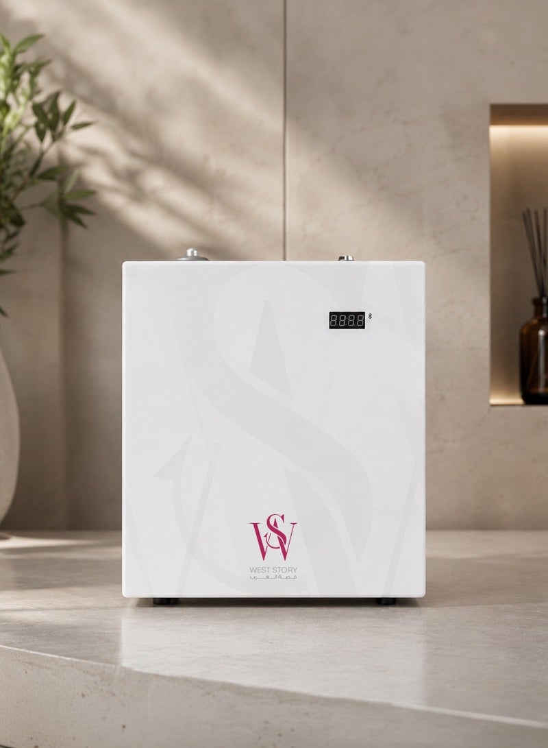 M300 Electric Diffuser Covers 300 to 900 cubic meters Suitable for large spaces, 150ml essential oil container, nano technology scent diffuser, easy control via Bluetooth to adjust the aroma intensity, operating hours and operating days, child safety lock, spreads the scent evenly in the place, can be installed on the floor and wall