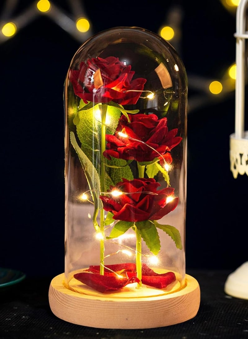 Beauty and The Beast Rose, Valentines Gifts for Women, Birthday Gifts for Mom, Light Up Rose in Glass Dome, Eternal Rose Flower Gifts for Mom, Valentines Rose Gifts Girlfriends for Wife  - Image 4