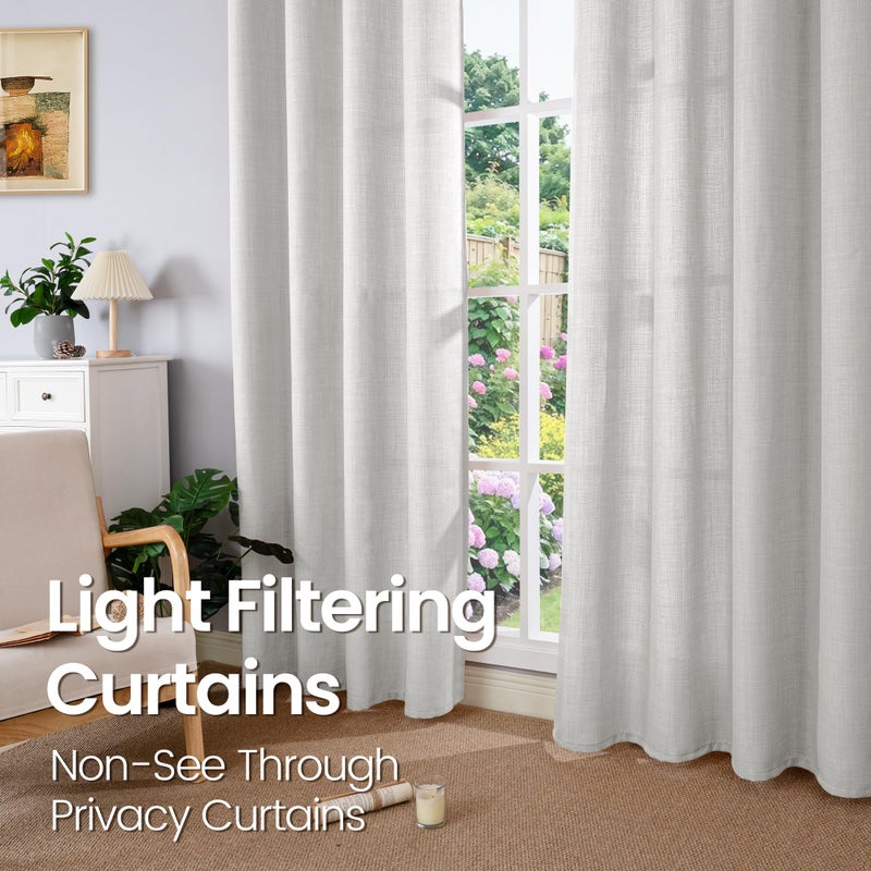 BGment Short Curtains for Bedroom 54 inch Length Faux Linen Curtains for Small Window Grommet Non-See Through Privacy Light Filtering Burlap Textured Kitchen Window 2 Panels 52 x 54 Inch Light Grey - Image 2