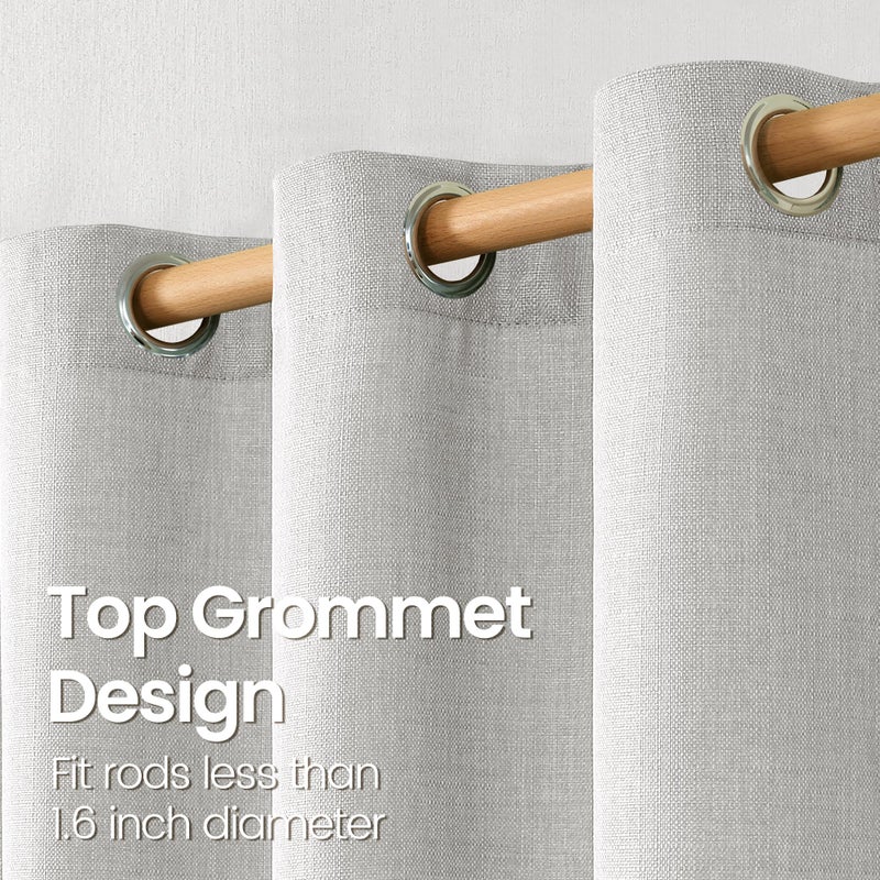 BGment Short Curtains for Bedroom 54 inch Length Faux Linen Curtains for Small Window Grommet Non-See Through Privacy Light Filtering Burlap Textured Kitchen Window 2 Panels 52 x 54 Inch Light Grey - Image 5