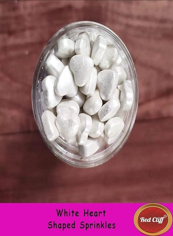 RED CLIFF Edible White Heart Shape Sprinkles | Hearts Sweet Candy Topping for Cake Decor | Cake Decoration and Garnishing | (White Heart Sprinkles | 100g |) - Image 2
