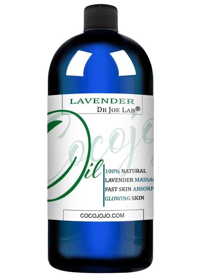 Dr Joe Lab Lavender Essential Massage Oil Blend for Deep Tissue Aromatherapy Blended with Jojoba and Other Rich and Natural Bulk Oil - 32 Ounces - Cocojojo - Image 1
