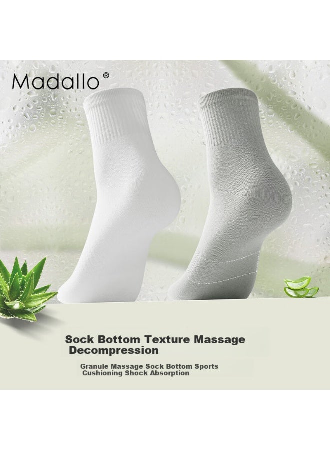 Madallo Aloe Vera Moisturizing Men'S Socks 100% Cotton Socks With Massage Sole, Odor-Resistant And Antibacterial Athletic Socks For Summer, Mid-Calf Men'S Socks - Image 4