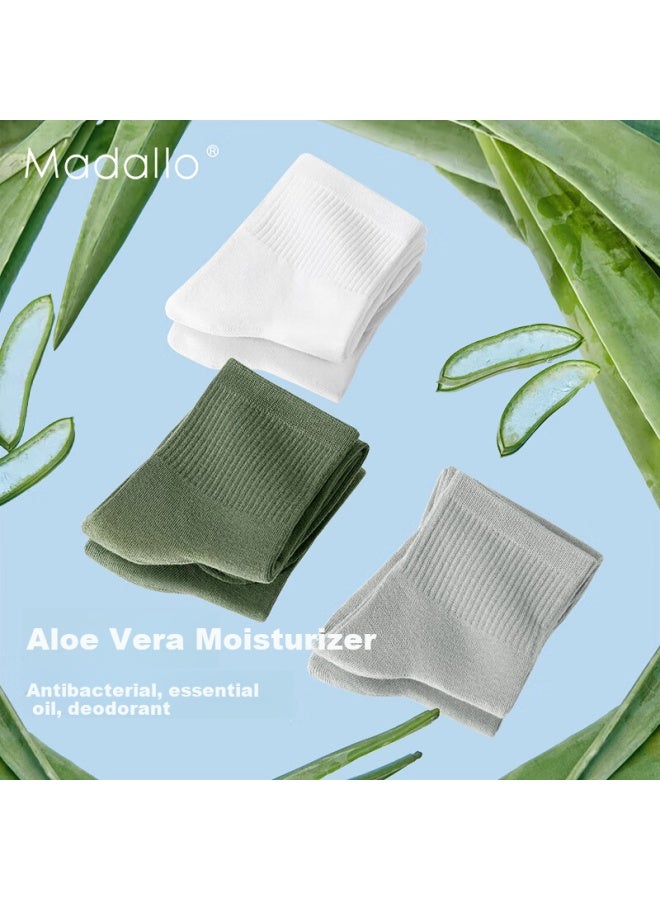 Madallo Aloe Vera Moisturizing Men'S Socks 100% Cotton Socks With Massage Sole, Odor-Resistant And Antibacterial Athletic Socks For Summer, Mid-Calf Men'S Socks - Image 3