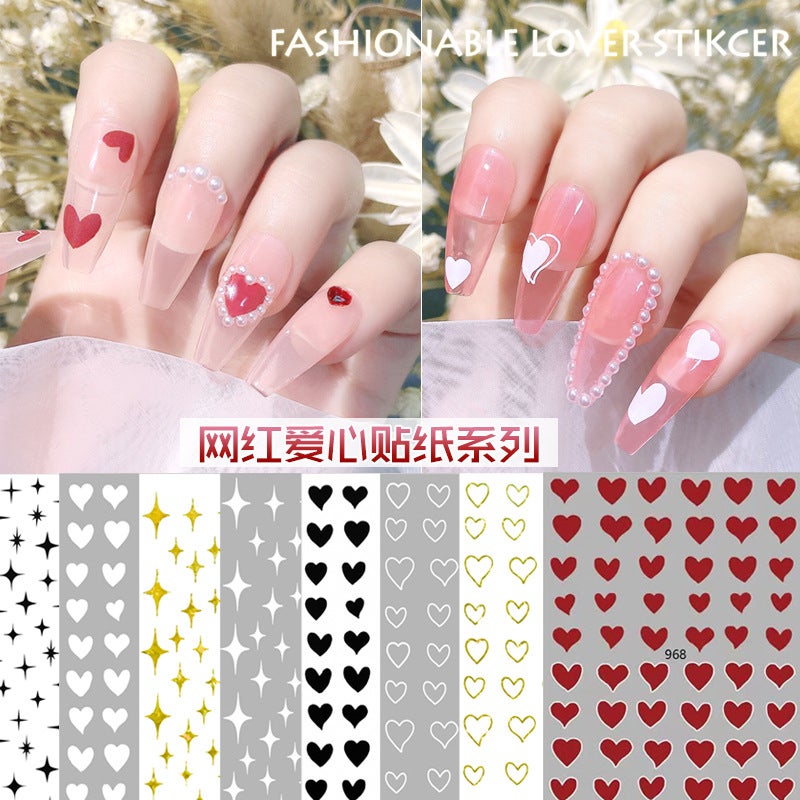 New Internet Celebrity Love Stickers Small Fresh Nail Art Accessories White Star Mango With Adhesive Nail Decals - Image 2