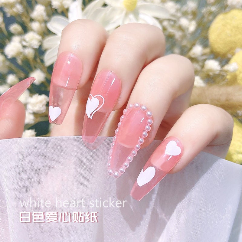 New Internet Celebrity Love Stickers Small Fresh Nail Art Accessories White Star Mango With Adhesive Nail Decals - Image 4