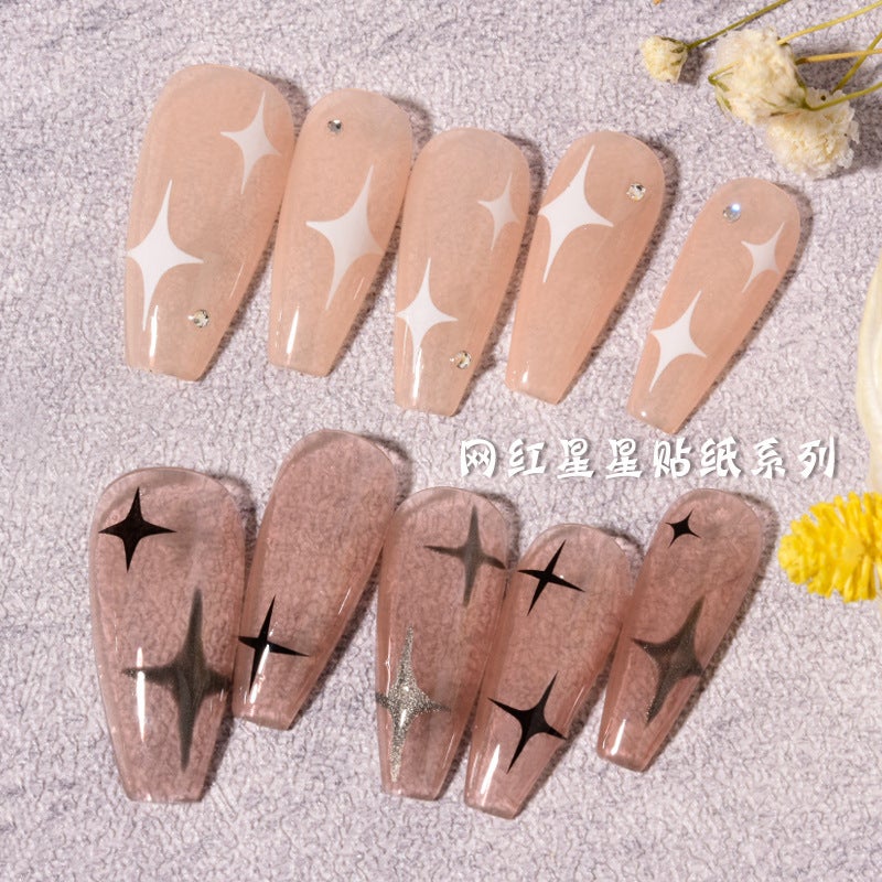 New Internet Celebrity Love Stickers Small Fresh Nail Art Accessories White Star Mango With Adhesive Nail Decals - Image 3