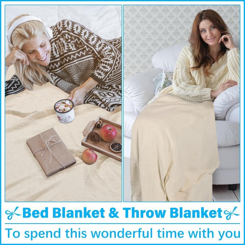 Vikumond Oversized Turkish Beach Towel Blanket XXL Cotton Sandproof Towels Boho Woven Extra Large Big Sand Free Giant Throw Blankets Huge Quilt XL Picnic Camping Necessities Cloud For Adult Gifts Beige - Image 5