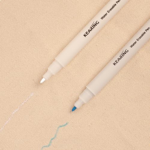 KEARING Erasable Marker Set, Disappearing ink for Fabric Embroidery, Air/Water Erasable Marker (Water-Erasable(2*Blue+2*White)) - Image 4
