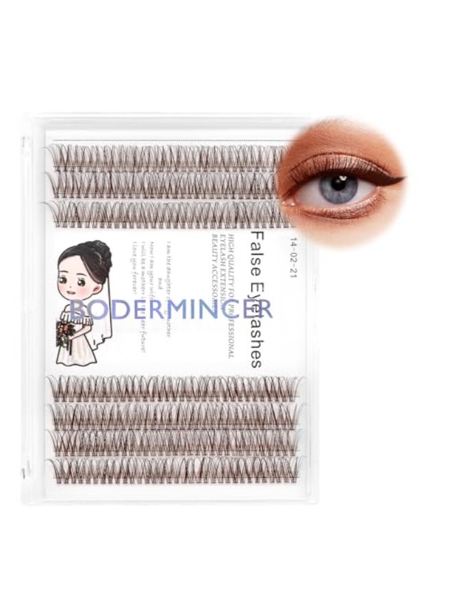 Bodermincer 231 Clusters D Curl Dark BrownBlack Individual Eyelash Extension Fish Tail Cluster Eyelashes Premium Eyelashes Mink Lashes Professional Lash Extension 14mm Dark Brown - Image 1