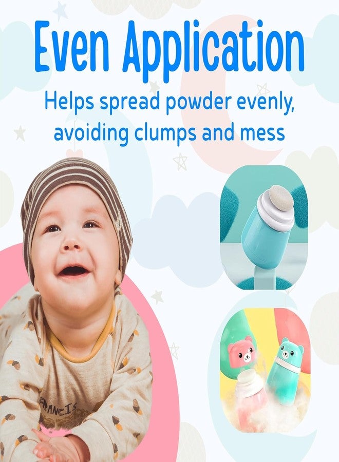 pilu Portable Baby Skin Care Baby Powder Puff With Box Holder Container For New Born Baby Face & Body, Puff Powder Box With (Any One Teether Free) (Pink) - Image 3