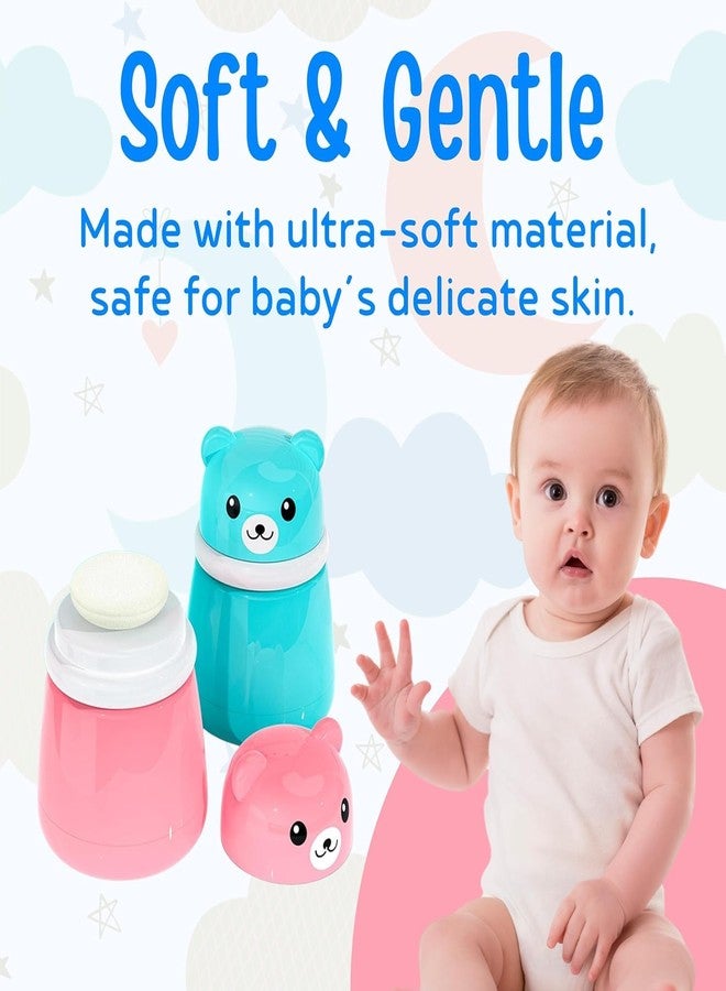 pilu Portable Baby Skin Care Baby Powder Puff With Box Holder Container For New Born Baby Face & Body, Puff Powder Box With (Any One Teether Free) (Pink) - Image 5