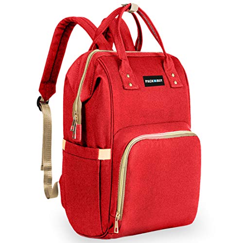 PACKNBUY Classic Diaper Bag for Mothers for Travel, Maternity Bag with Insulated Bottle Pockets, Water Resistant Baby Diaper Bag with Multiple Pockets for Newborn Baby Products (Red) - Image 1