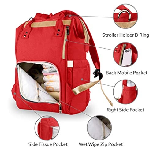 PACKNBUY Classic Diaper Bag for Mothers for Travel, Maternity Bag with Insulated Bottle Pockets, Water Resistant Baby Diaper Bag with Multiple Pockets for Newborn Baby Products (Red) - Image 3