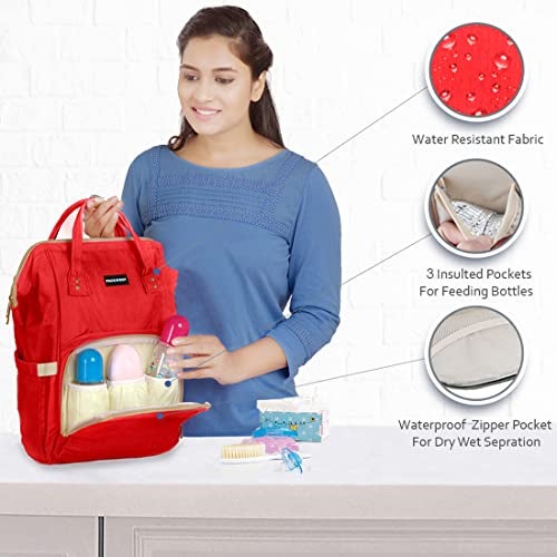 PACKNBUY Classic Diaper Bag for Mothers for Travel, Maternity Bag with Insulated Bottle Pockets, Water Resistant Baby Diaper Bag with Multiple Pockets for Newborn Baby Products (Red) - Image 2