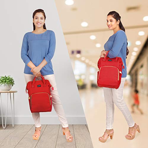 PACKNBUY Classic Diaper Bag for Mothers for Travel, Maternity Bag with Insulated Bottle Pockets, Water Resistant Baby Diaper Bag with Multiple Pockets for Newborn Baby Products (Red) - Image 5
