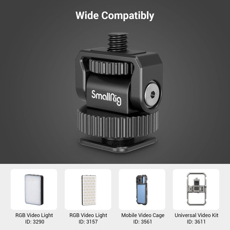 SmallRig 1/4" Mini Ball Head Cold Shoe Mount Adapter with 1/4"-20 Thread for Camera Phone Cage LED Video Light-3577 - Image 4