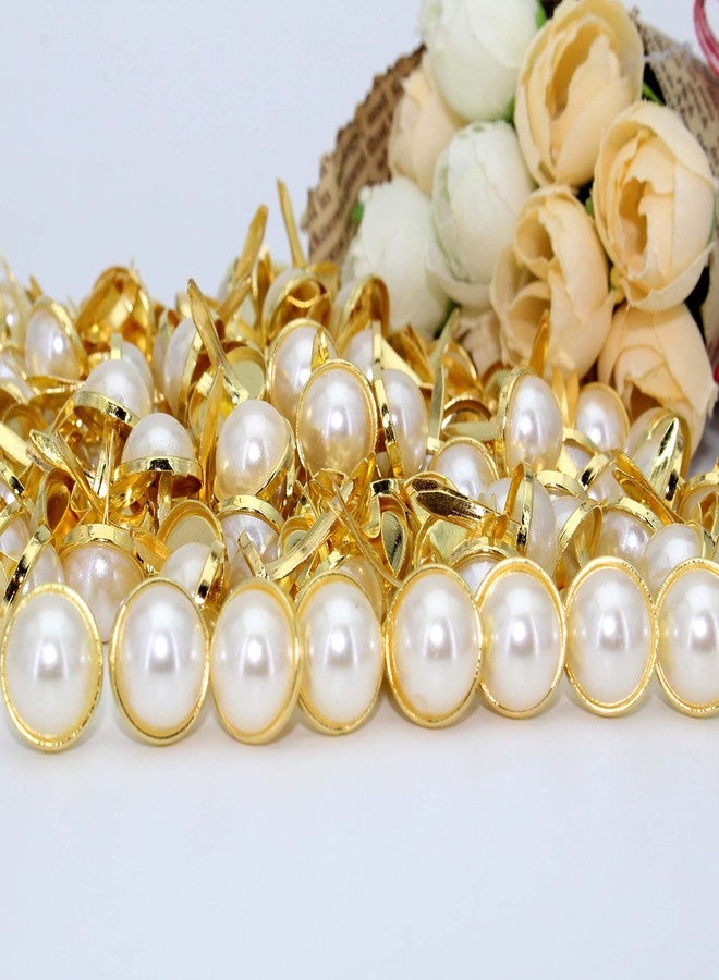 BESTCYC 12 x 18mm 100pcs Imitation Pearl Brads Paper Fastener Scrapbooking Card Making Wedding Craft Round Brads - Image 3