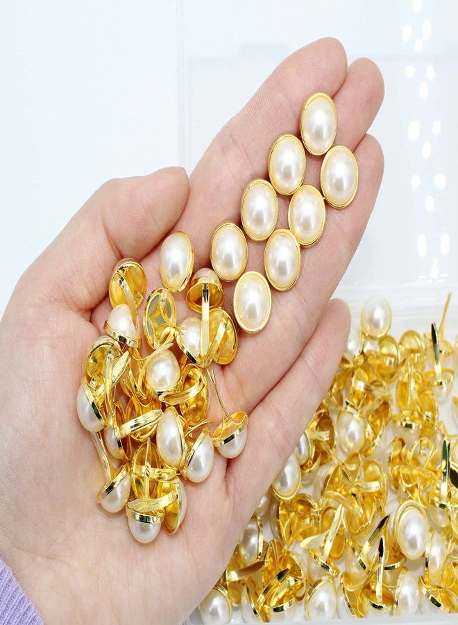 BESTCYC 12 x 18mm 100pcs Imitation Pearl Brads Paper Fastener Scrapbooking Card Making Wedding Craft Round Brads - Image 4