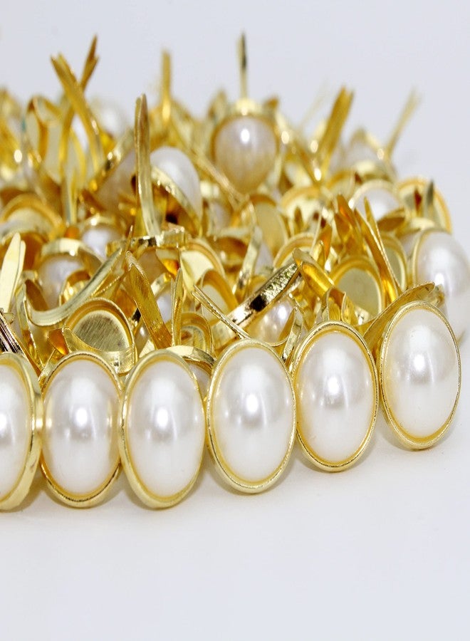 BESTCYC 12 x 18mm 100pcs Imitation Pearl Brads Paper Fastener Scrapbooking Card Making Wedding Craft Round Brads - Image 5