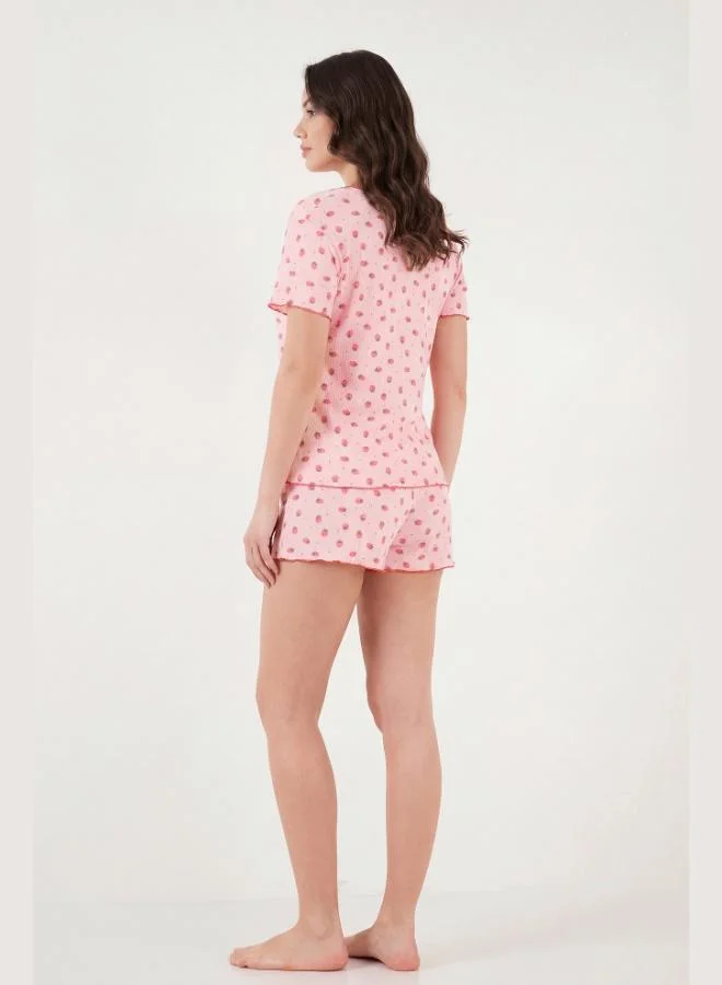 Lela  Lela Regular Fit Patterned V-Neck Shorts Pajama Set Women's PAJAMA SET 65770837 for Women | Best Price UAE