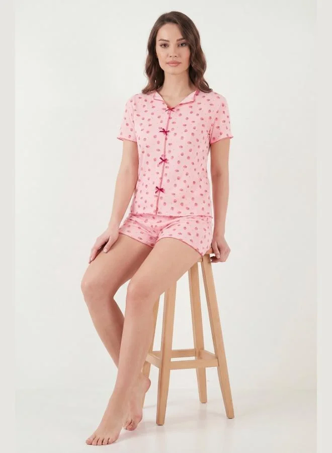 Lela  Lela Regular Fit Patterned V-Neck Shorts Pajama Set Women's PAJAMA SET 65770837 for Women | Best Price UAE