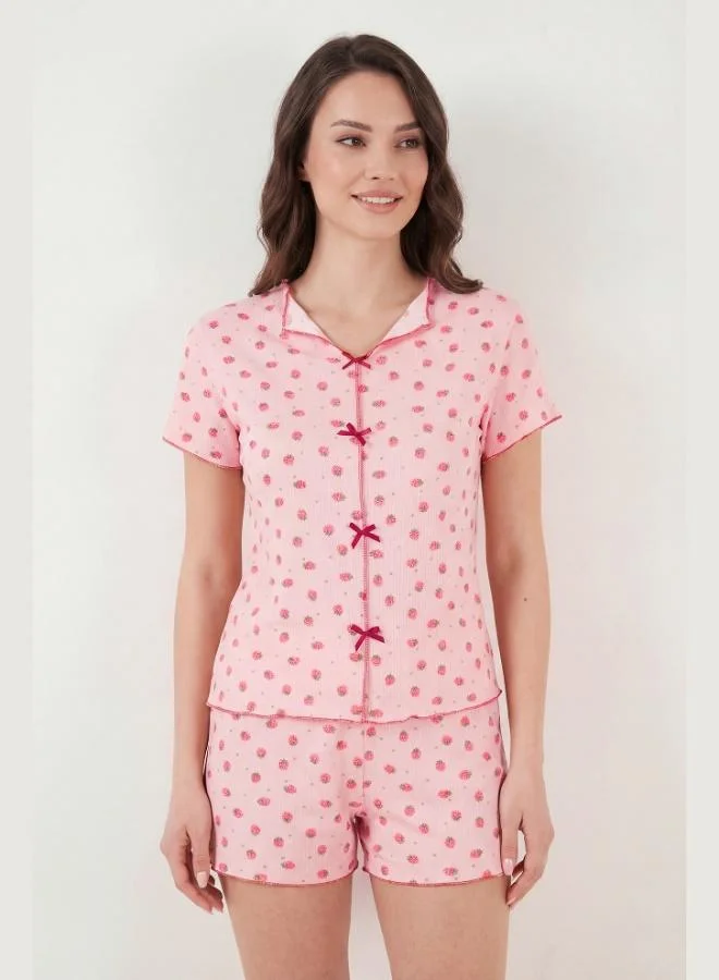 Lela  Lela Regular Fit Patterned V-Neck Shorts Pajama Set Women's PAJAMA SET 65770837 for Women | Best Price UAE
