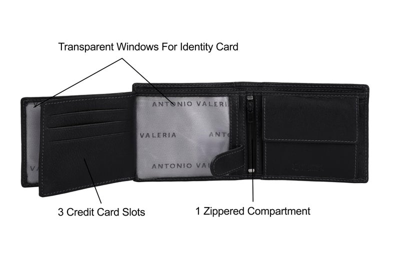 ANTONIO VALERIA Octave Black Leather Wallet for Men - Image 4