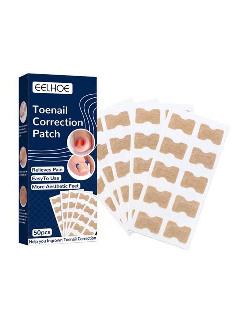 EELHOE 50 Pieces Toenail Correction Stickers Ingrown Toenail Corrector Strips Elastic Curved Toenails Brace Stickers - Image 1