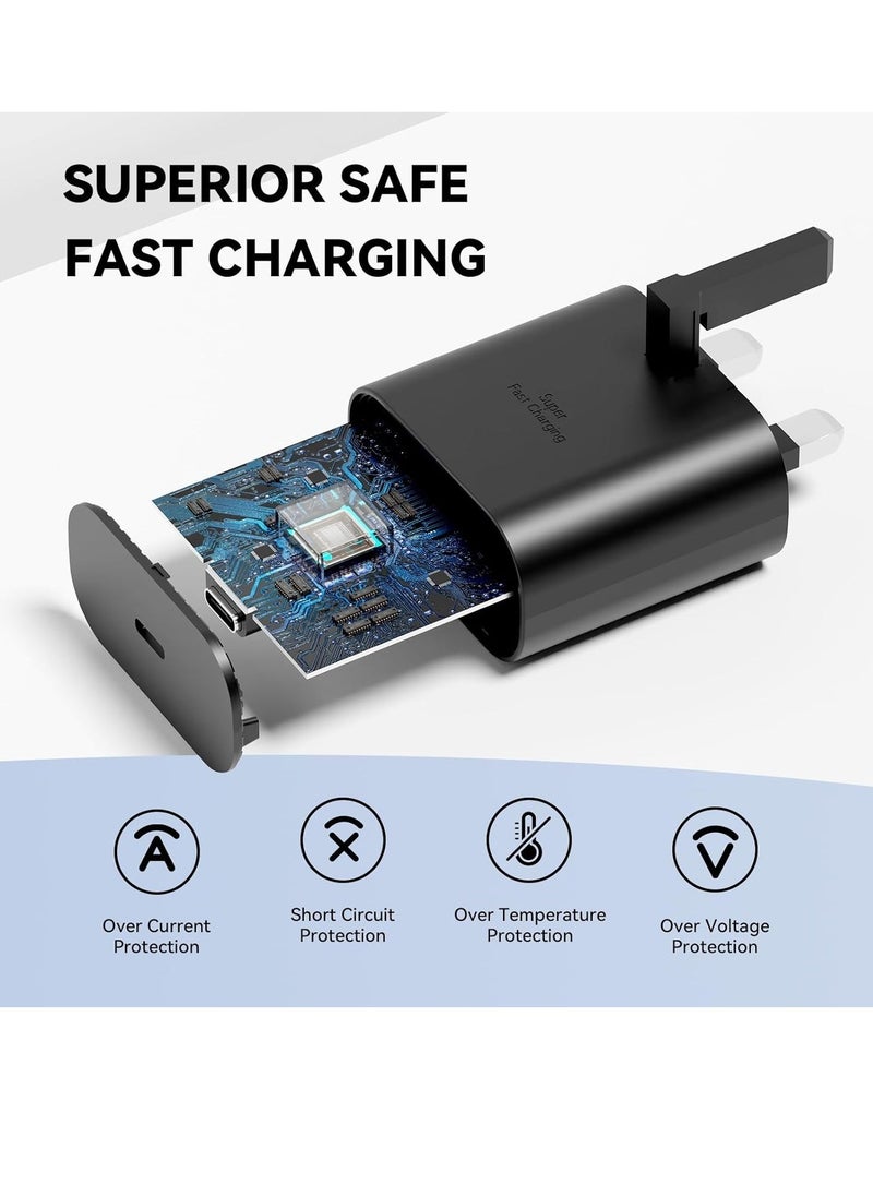 JAJEEK شاحن سامسونج فائق السرعة – موصل USB-C وكابل بطول 6 أقدام، شاحن جداري لهواتف سامسونج جالاكسي S24 ألترا/S24/S24+/S23/S22/S21 والمزيد - Image 3
