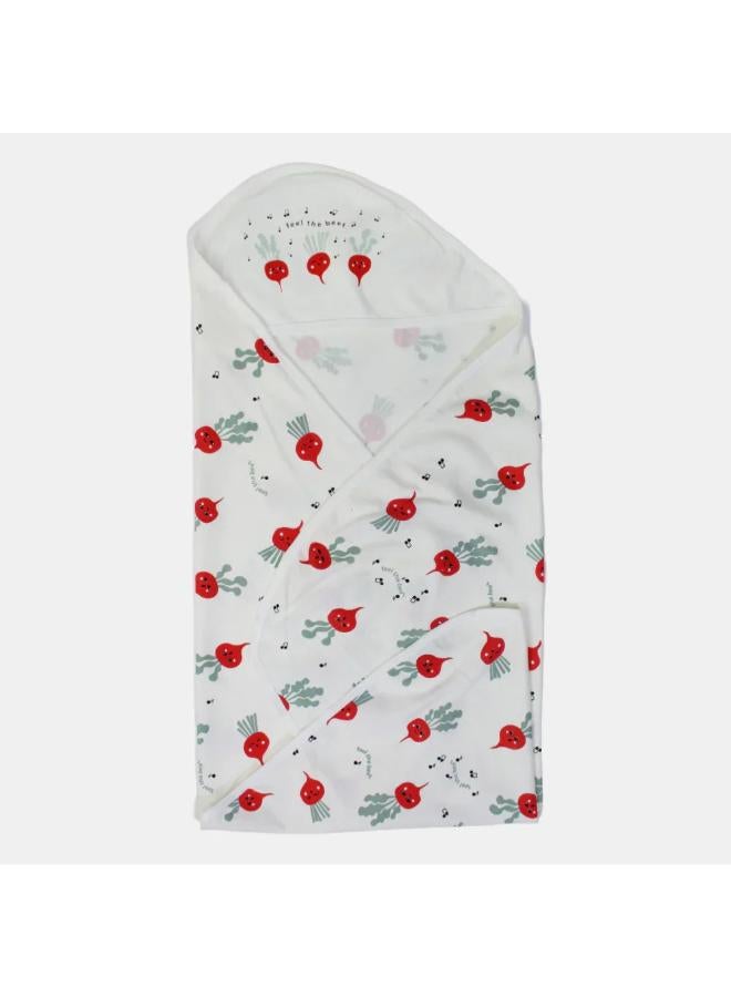 Berceau Baby Blanket – Off White with Feel the Beet Design - Image 1