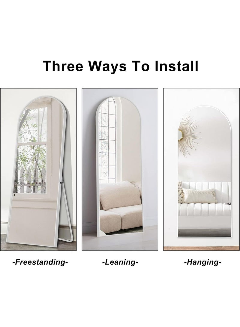 Y&D Full Length Mirror 180 x 80 cm Arched Aluminum alloy Large Standing Dressing Mirror Hanging Leaning Against Wall Mounted Mirror with Stand for Bedroom Locker Room Living Room (Silver) - Image 5