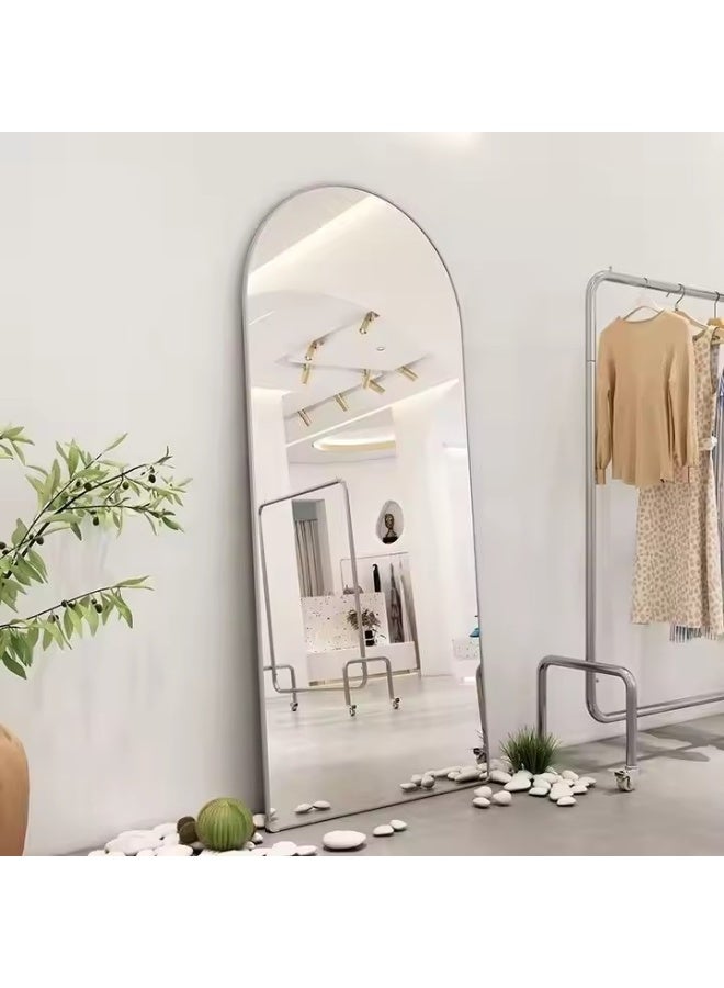 Y&D Full Length Mirror 180 x 80 cm Arched Aluminum alloy Large Standing Dressing Mirror Hanging Leaning Against Wall Mounted Mirror with Stand for Bedroom Locker Room Living Room (Silver) - Image 4