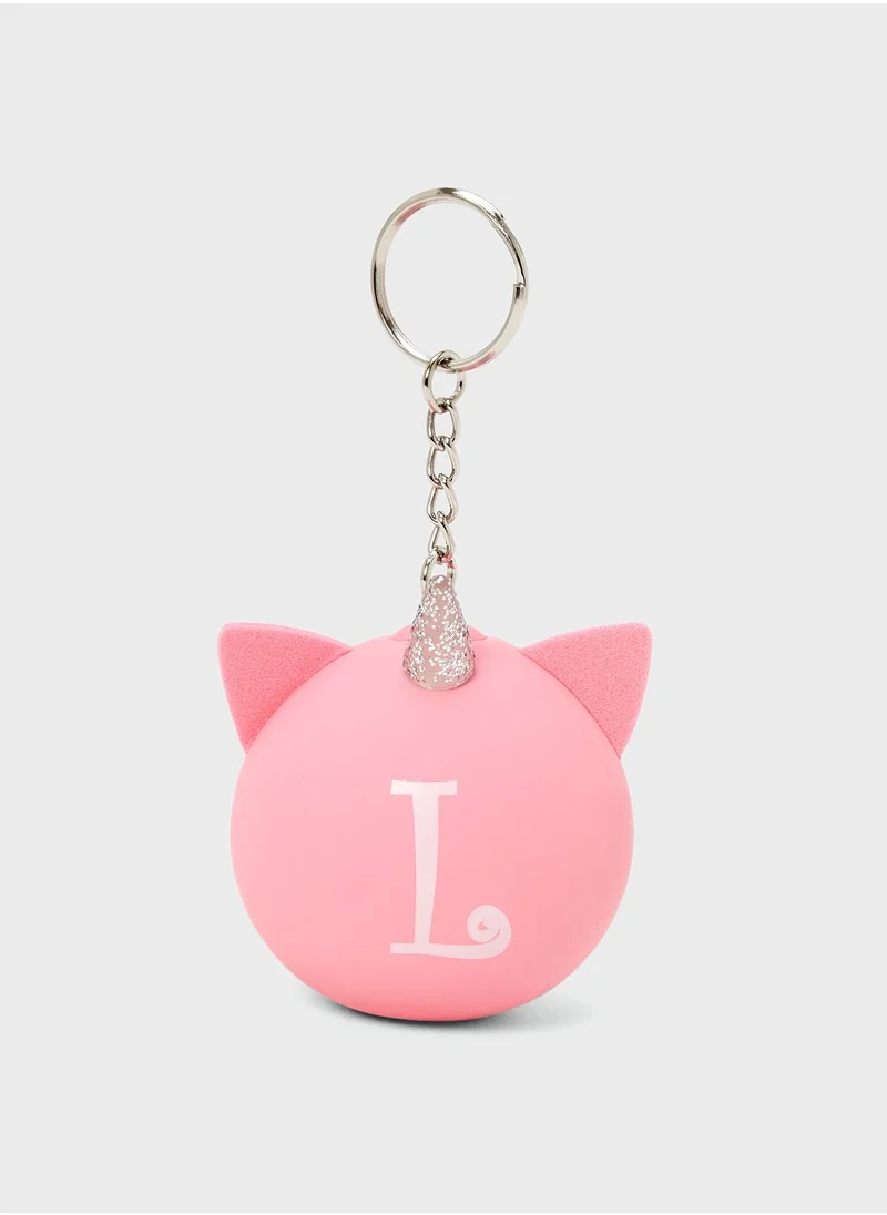 Claires Pink Initials L Keychain