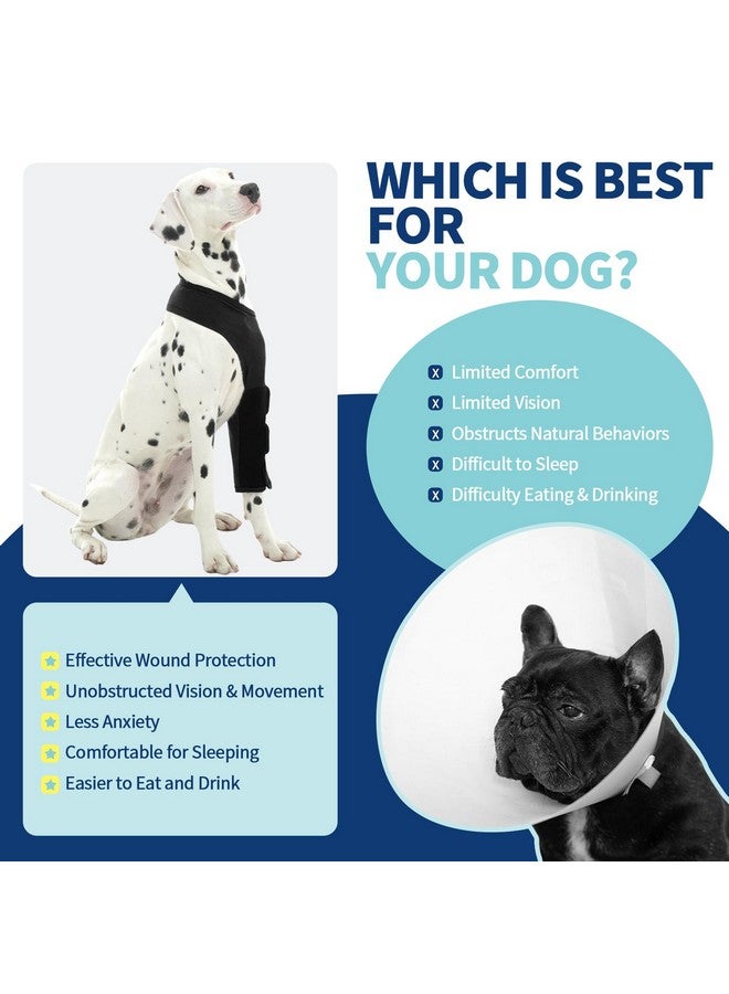 روزكيتش بدلة جراحة الكلاب ROZKITCH للأرجل الأمامية اليسرى، كم تعافي الكلاب للأرجل المتوسطة، كم مضاد للعق ساق الكلب، بديل مخروطي للكلاب قابل للتهوية، بدلة قابلة للغسل للعناية بالجروح للكلاب، أسود كبير - Image 3